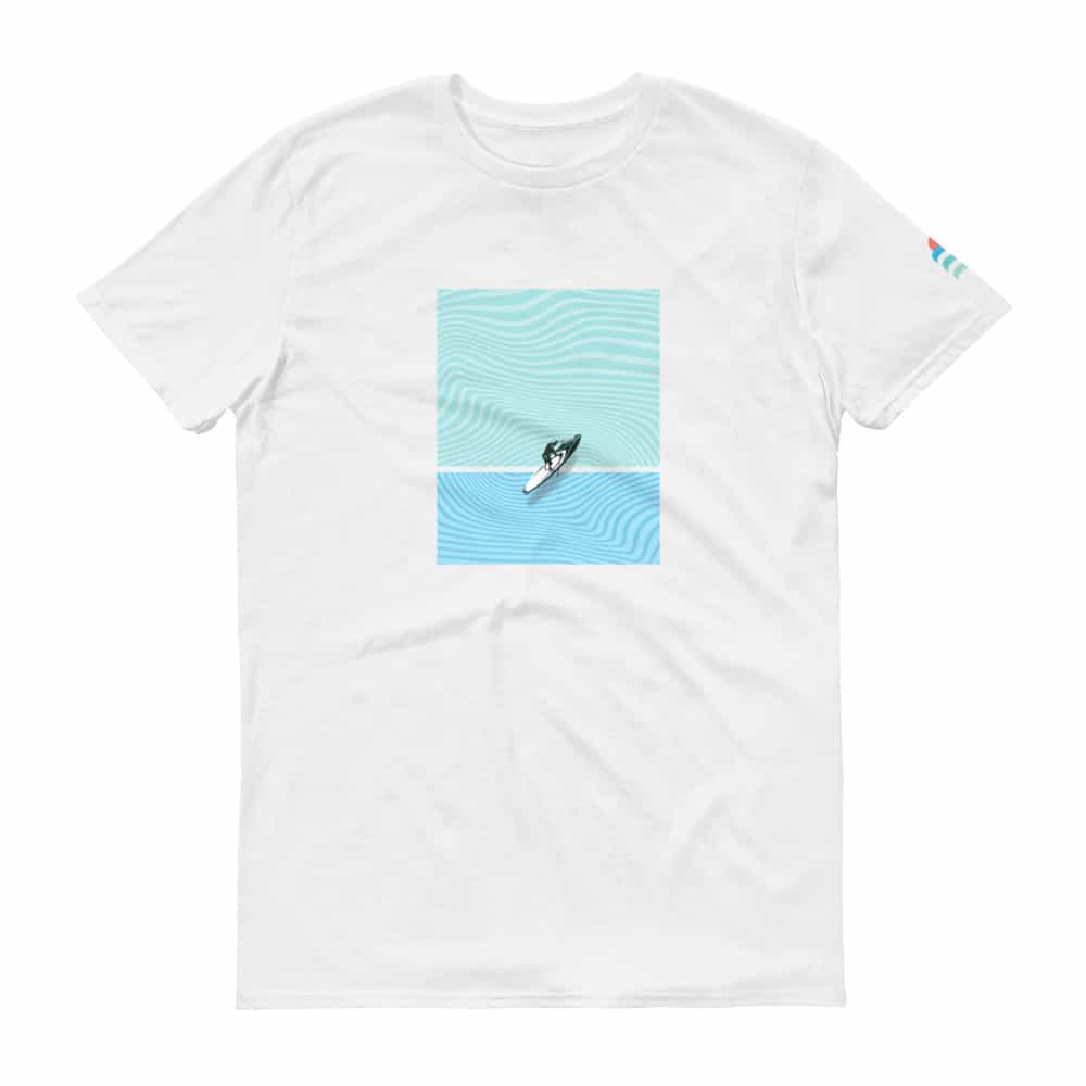 White tee shirt with SUP paddle board graphic